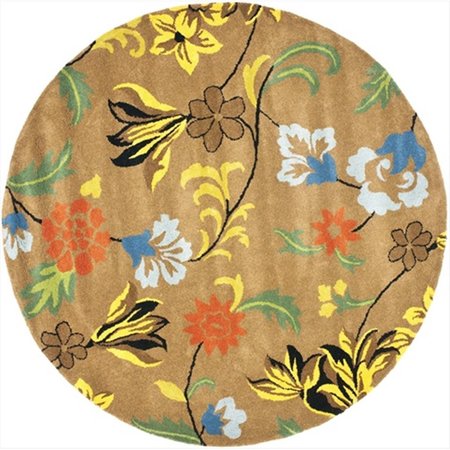 SAFAVIEH 6 ft. Round Contemporary Soho Brown and Multi Color Hand Tufted Rug SOH736A-6R